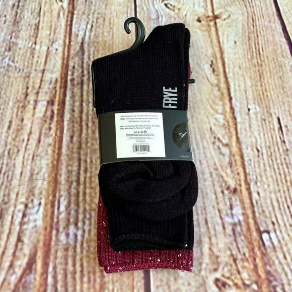Frye Everyday Boot Socks 2 Pack Pairs Red Speckled Black Ribbed NWT - Picture 4 of 5